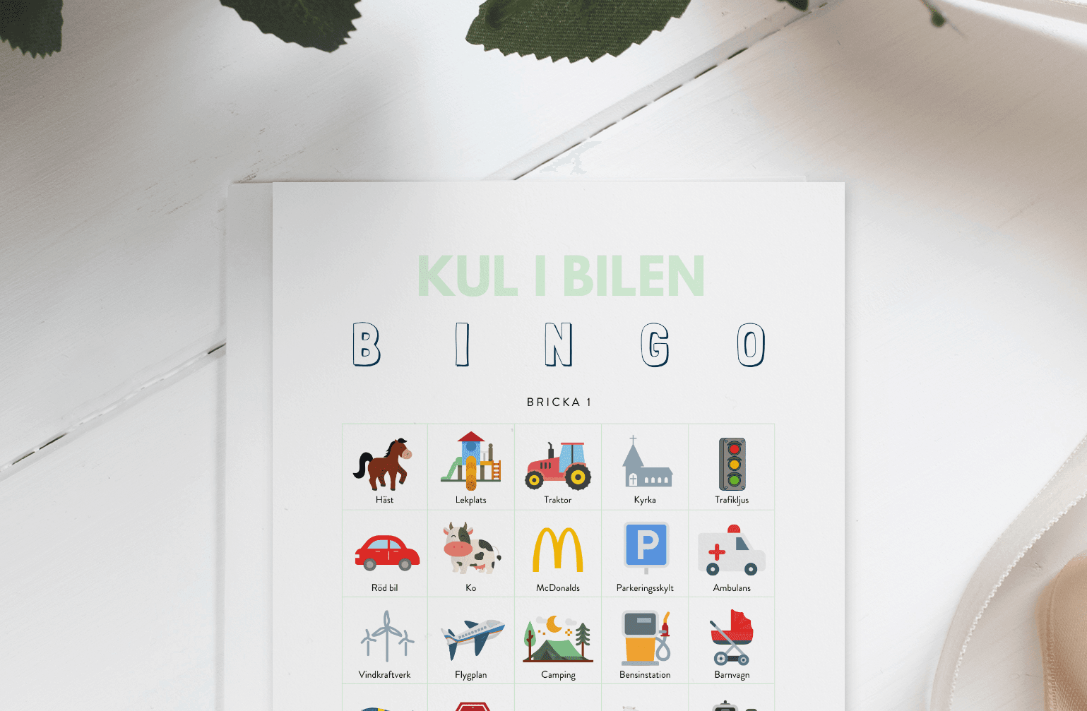 Bilbingo för barn - underhållning och lek till bilresan